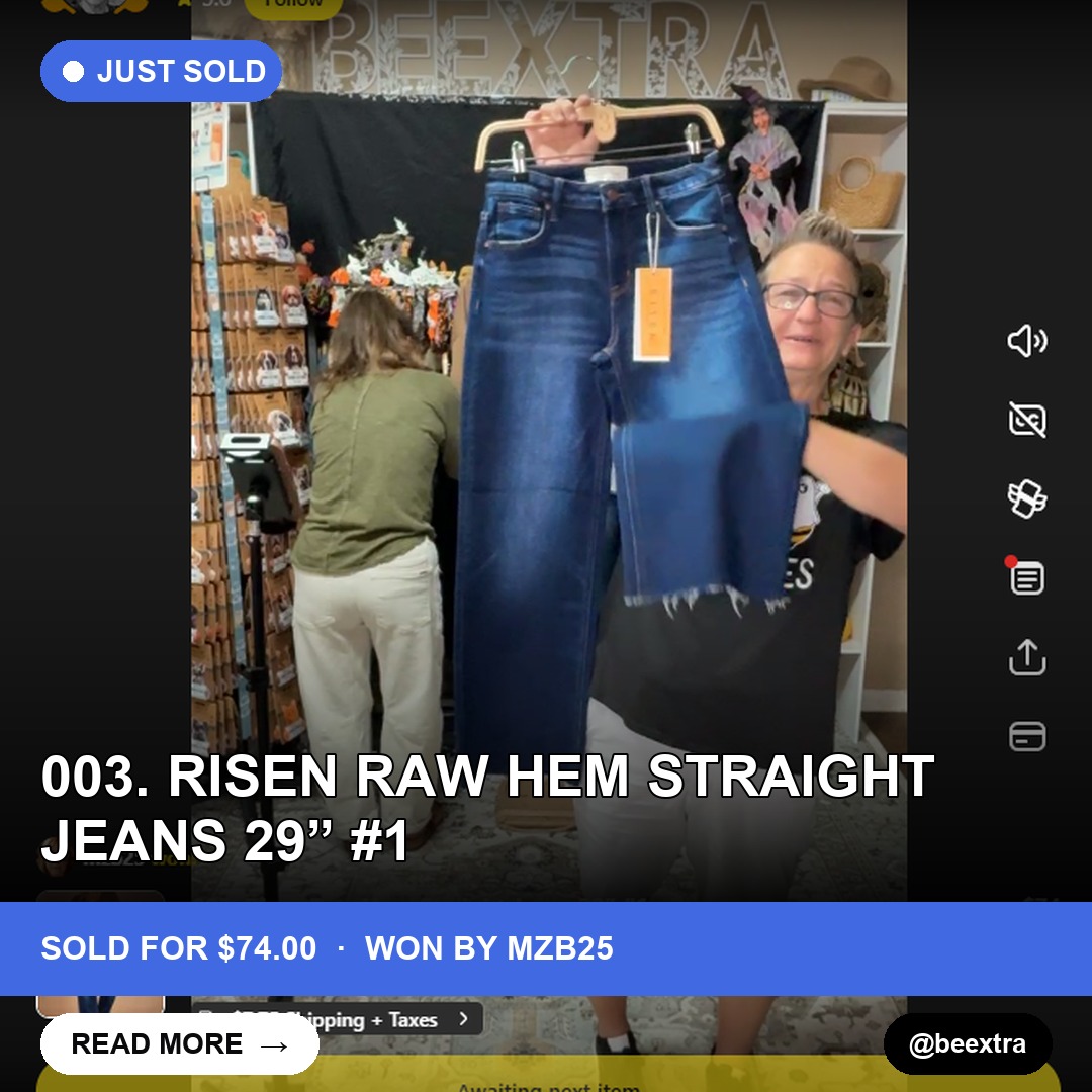 Raw Deal: "Risen Raw Hem Straight Jeans 29” Sells for $74 on Whatnot
