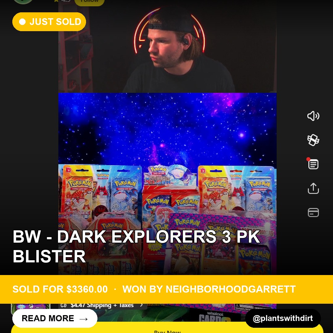 Triple Threat: Neighborhood Garrett Wins Dark Explorers Pokémon Cards for $3360