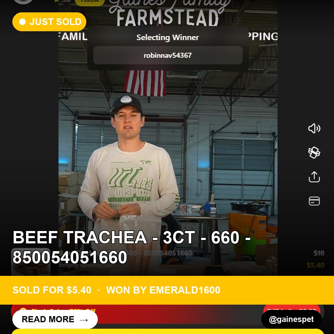 Tasty Deal for Fido: 3-Pack of Beef Trachea Sells on Whatnot