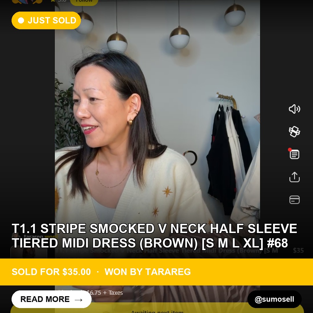 Brown Stripe Smocked Mini Dress Sells for 35.00 USD on Whatnot