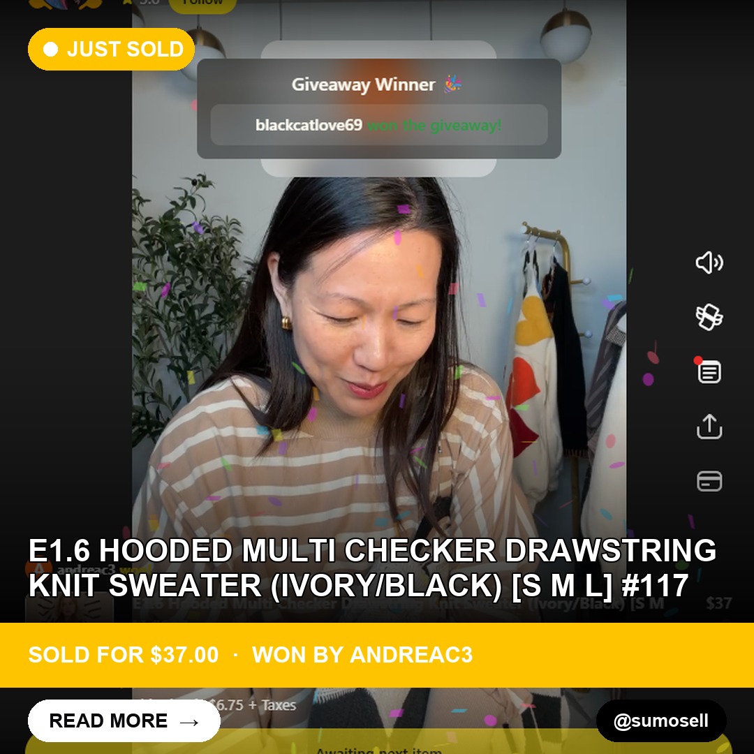 Sweater Sells in Sumosell's Whatnot Show: "Quality 10 out 10"
