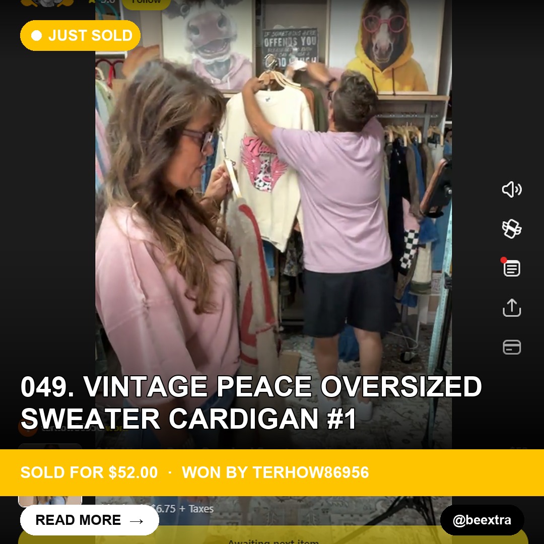 Peaceful Sale: Vintage Oversized Sweater Cardigan Sells for $52