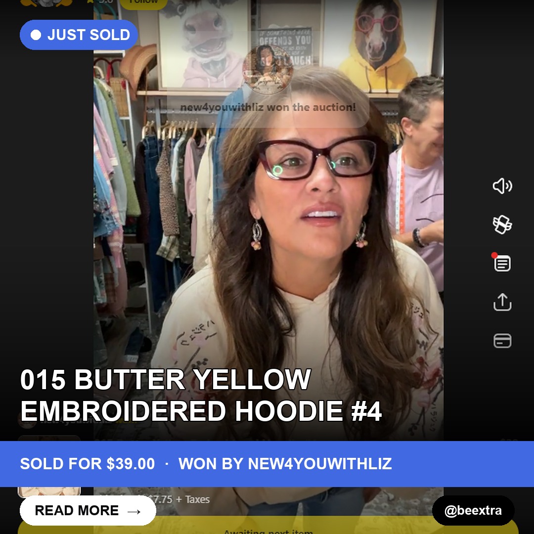 Butter Yellow Embroidered Hoodie Sells for $39 on Whatnot Live Show