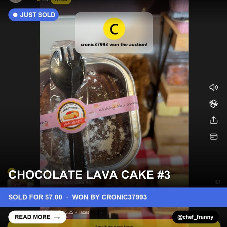 Sweet Success: Chocolate Lava Cake Sells for $7 on Whatnot Live