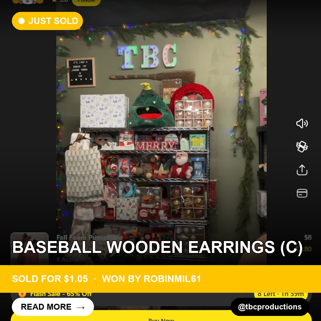 A Merry Little Earring: Baseball-Themed Wood Droplets Find a Home for $1.05