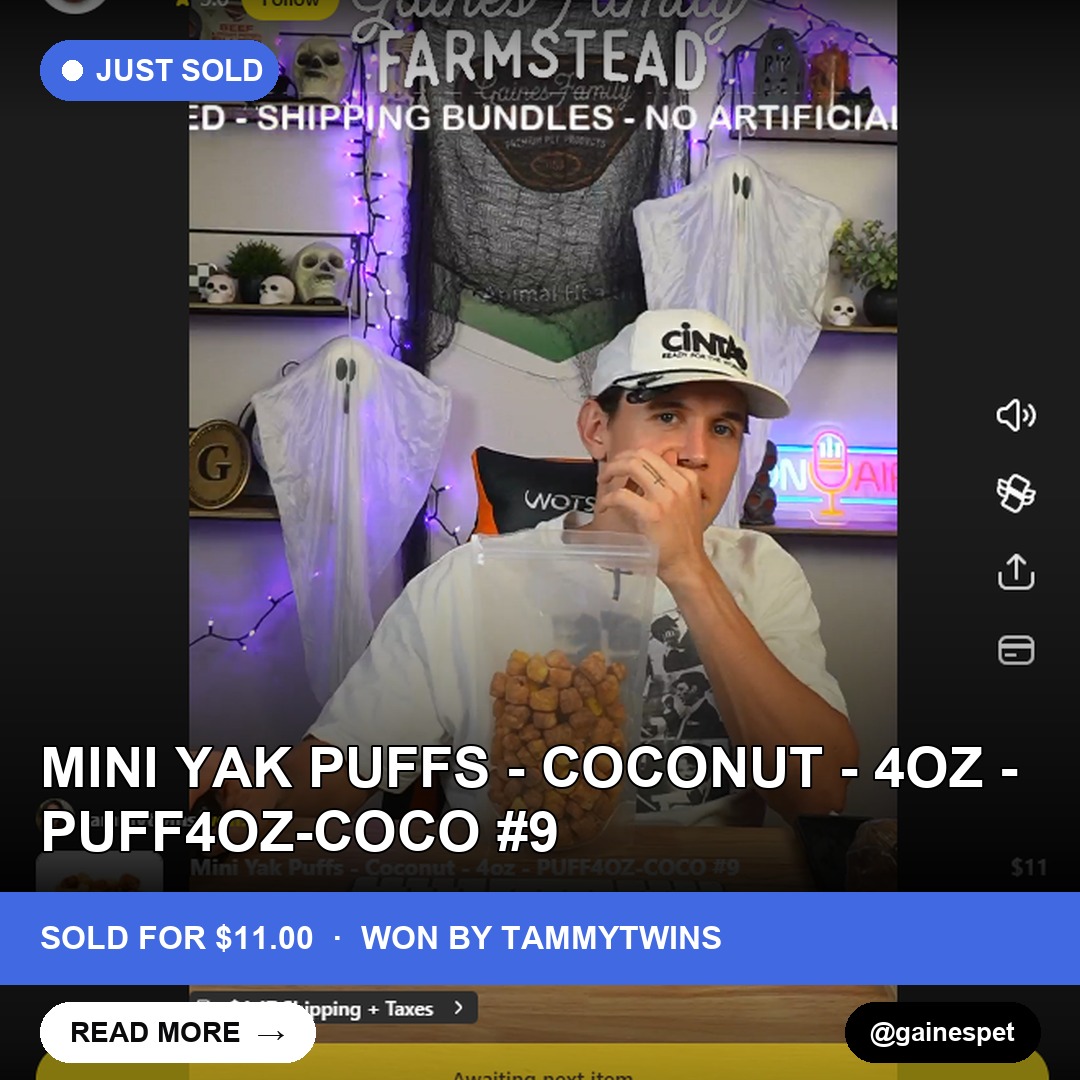 Coconut Yak Puffs Sell Out in Whatnot Show